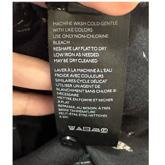 Maeve Winona black cream print 3/4 sleeves babydoll tunic top size Small - Picture 5 of 12